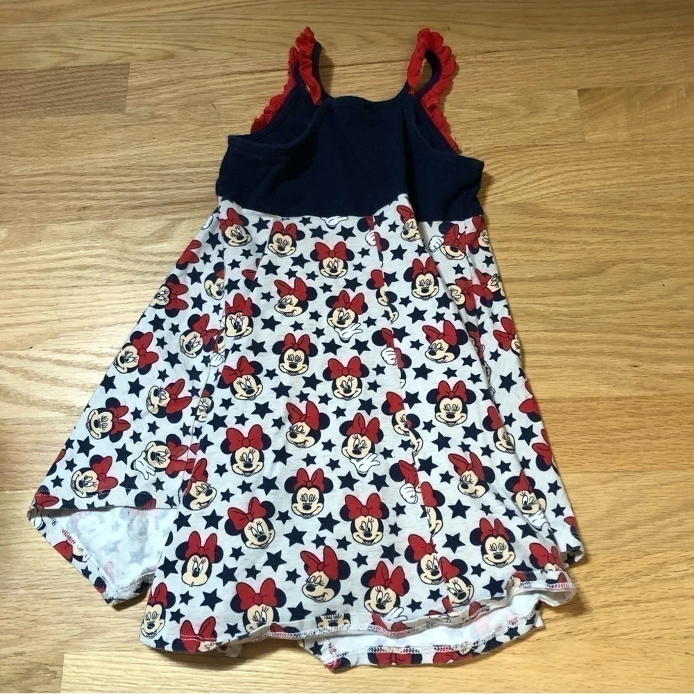 Disney Minnie Mouse Dress Sz 4T Star Print Red White Blue Kids Toddler